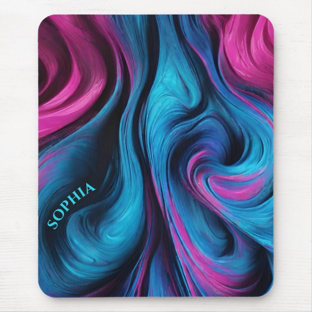 Modern Gifts for Her- Blue and Pink- Mouse Mat (Front)