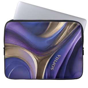 Modern Gifts for Her-Blue, Purple and Gold- Laptop Sleeve