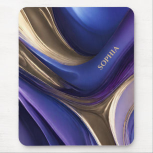 Modern Gifts for Her- Blue Purple and Gold Mouse Mat