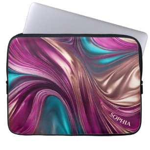 Modern Gifts for Her-Magenta Turquoise and Gold- Laptop Sleeve
