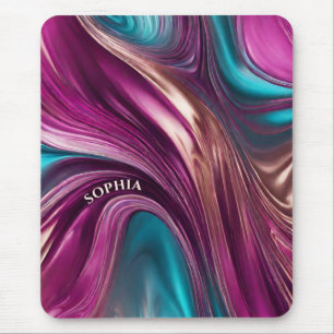 Modern Gifts for Her-Magenta Turquoise and Gold- Mouse Mat