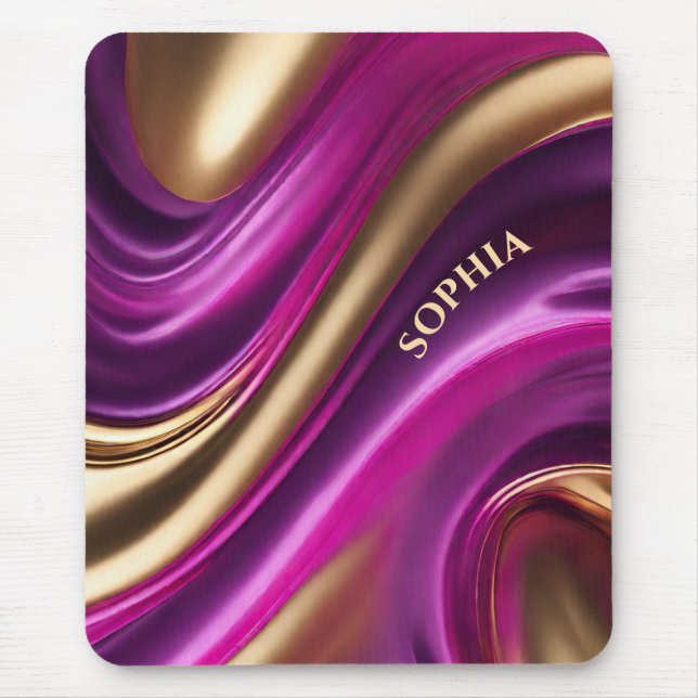 Modern Gifts for Her- Purple Pink and Gold- Mouse Mat (Front)