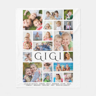 Modern GIGI 19 Photo Collage Kids Names Fleece Blanket