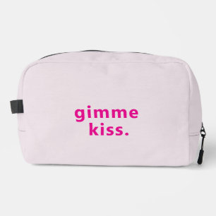 Modern Gimme Kiss   Typography Pink Text  Dopp Kit