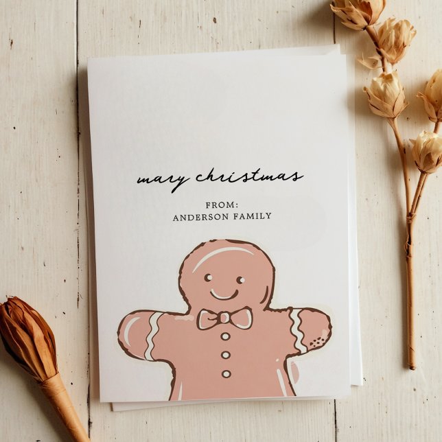 Modern Ginger Bread Man Mery Christmas Holiday Card (Creator Uploaded)