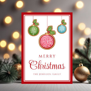 Modern Gingerbread Christmas Baubles Holiday Card