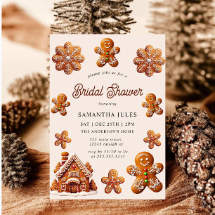 Modern Gingerbread House Christmas Bridal Shower Invitation