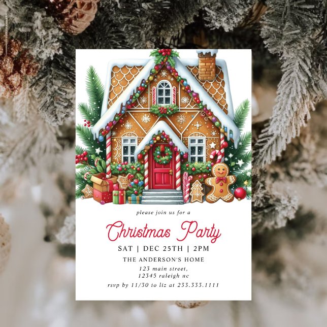 Modern Gingerbread House Christmas Party  Invitation (Creator Uploaded)