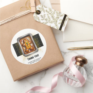 Modern Gingerbread in Pan Baby Shower Classic Round Sticker