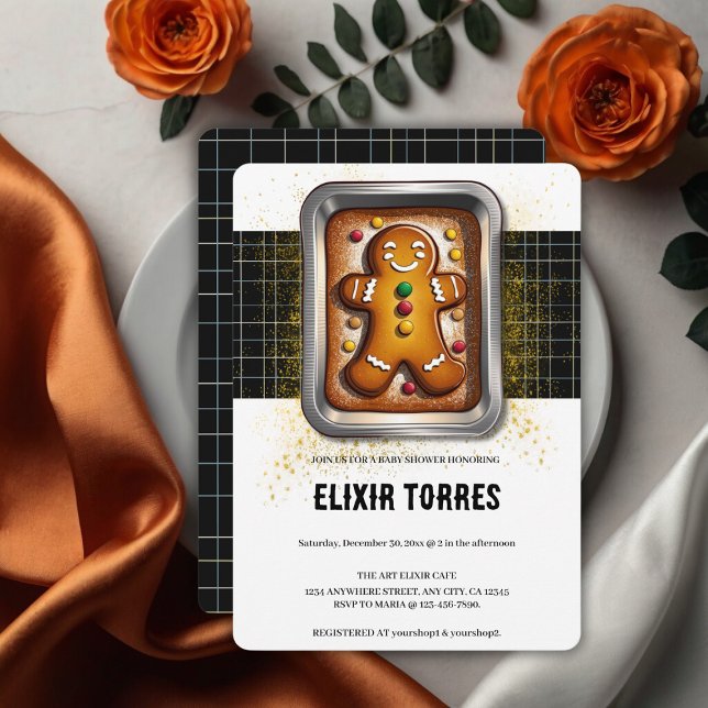 Modern Gingerbread in Pan Baby Shower Invitation (Creator Uploaded)