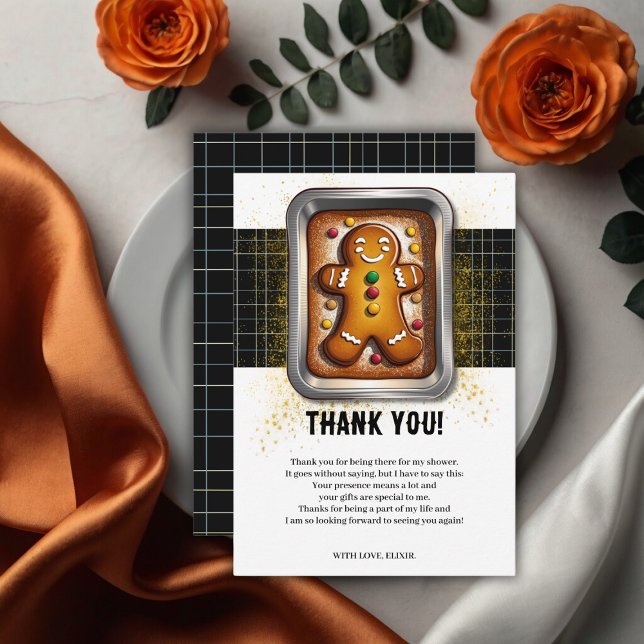 Modern Gingerbread in Pan Baby Shower Thank You Card (Creator Uploaded)