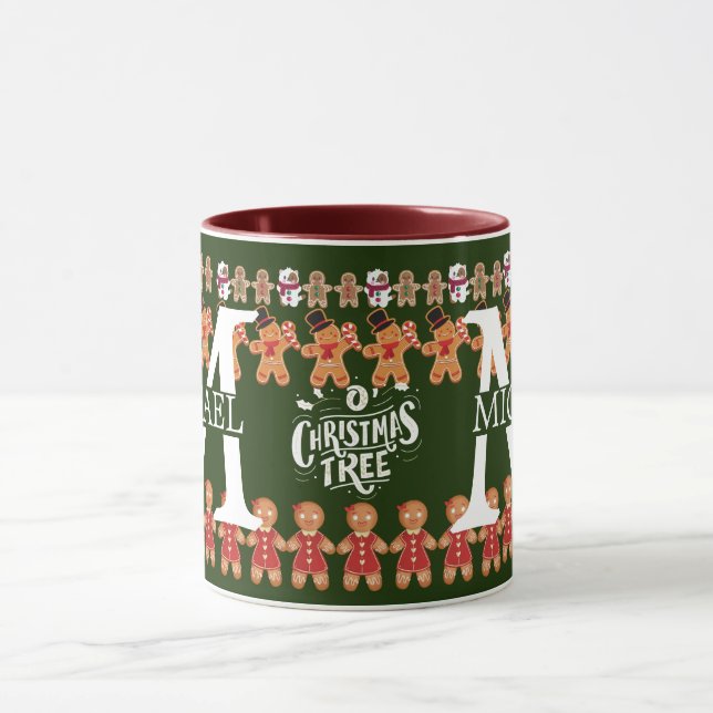 Modern Gingerbread Monogram Christmas holiday  Mug (Center)