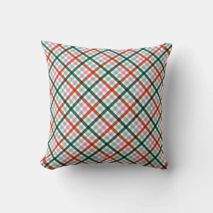 Modern Gingham Christmas Pattern Cushion