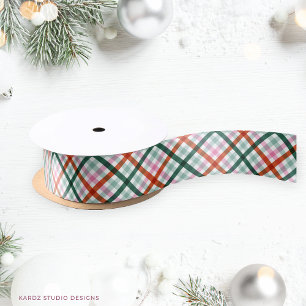 Modern Gingham Holiday Satin Ribbon