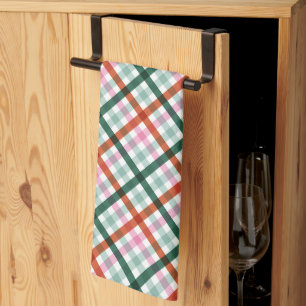 Modern Gingham Pattern Christmas Tea Towel