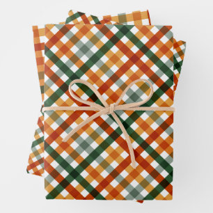 Modern Gingham Thanksgiving Wrapping Paper Sheet