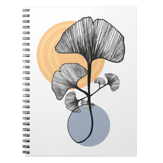 Modern Ginkgo Leaf Botanical Notebook (Front)