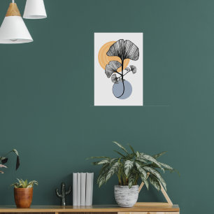 Modern Ginkgo Leaf Botanical Poster