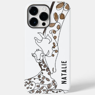 Modern Giraffe Line Art Name White Case-Mate iPhone 14 Pro Max Case