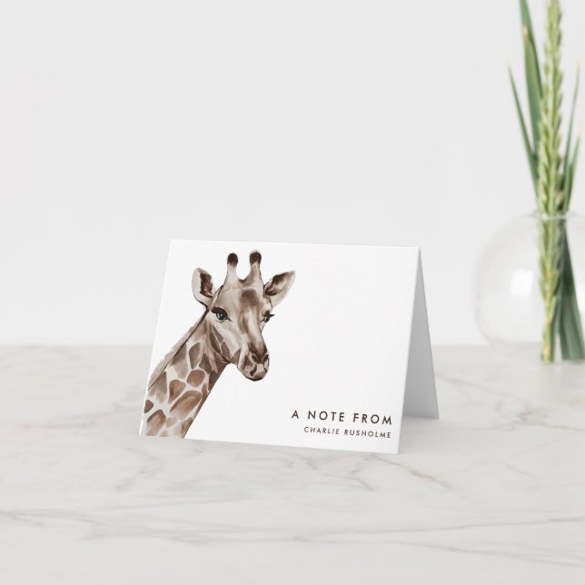 Modern Giraffe Personalised Stationery Folded  Note Card (Front)