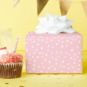 Modern Girl Birthday Baby Pink Small Polka Dot Wrapping Paper