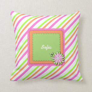 Modern Girl Boho Floral Personalised Custom Name Cushion