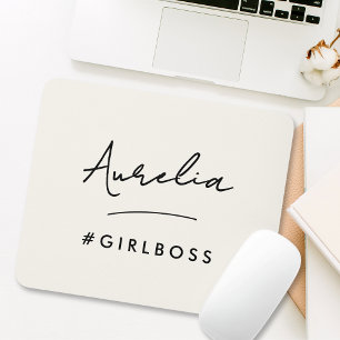 Modern Girl Boss Script Name Best Girly Gift Ivory Mouse Mat