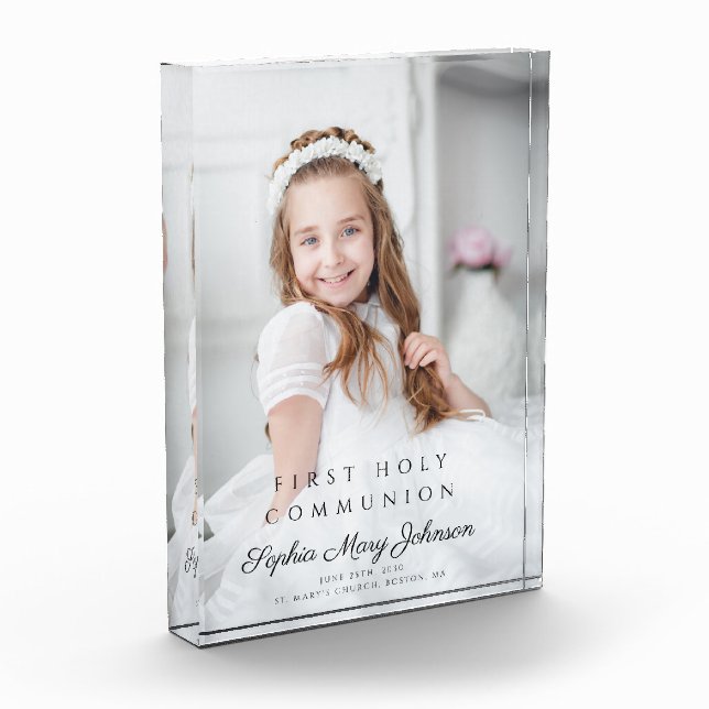 Modern Girl First Communion Picture Photo Block (Left)