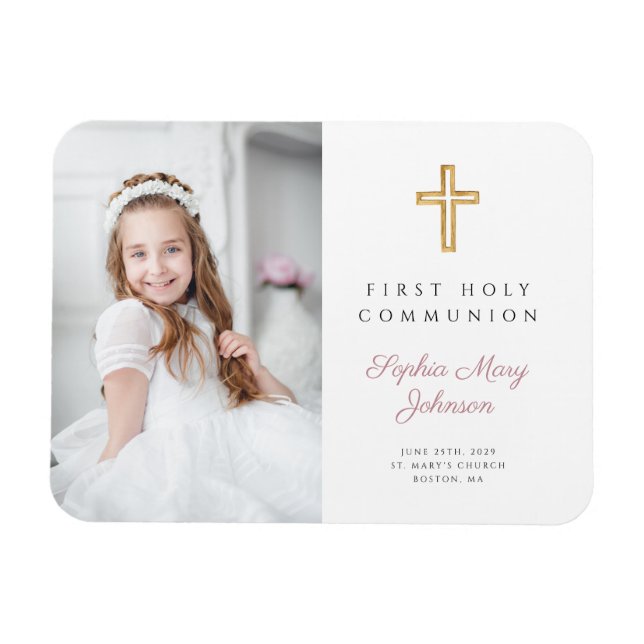Modern Girl First Holy Communion Photo Picture Magnet (Horizontal)