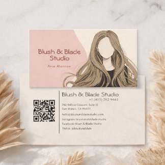 Modern Girl Hair Illustration Hairstylist Salon Business Card