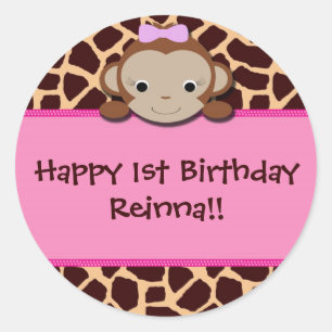 Modern Girl Monkey Stickers [Pink]