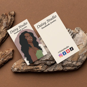 Modern Girl Portrait Earrings Jewellery Display Business Card