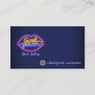 Modern Girl Power Neon Hair Salon Instagram Trendy Business Card