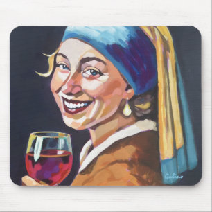 Modern Girl w/ a Pearl Earring - Vermeer Inspired Mouse Mat