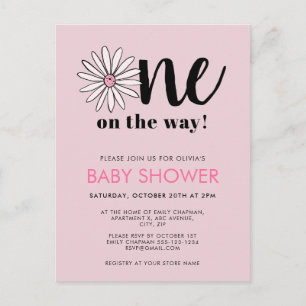 Modern Girls Baby Shower Daisy Floral Postcard
