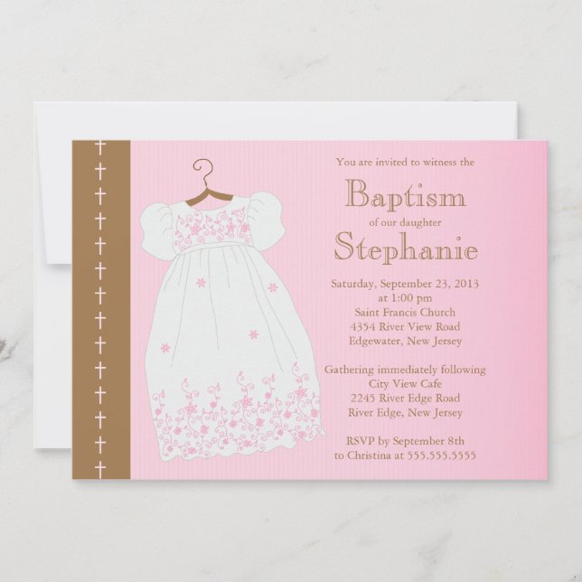 Modern Girls Christening Baptism Invitation (Front)