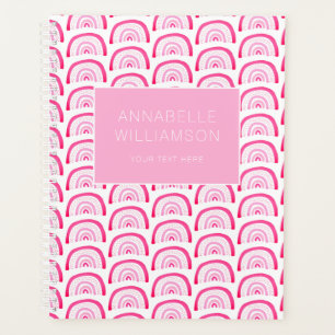Modern Girls Pink Rainbow Pattern Annual Planner