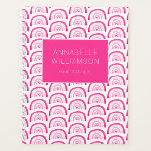 Modern Girls Pink Rainbow Pattern Annual Planner