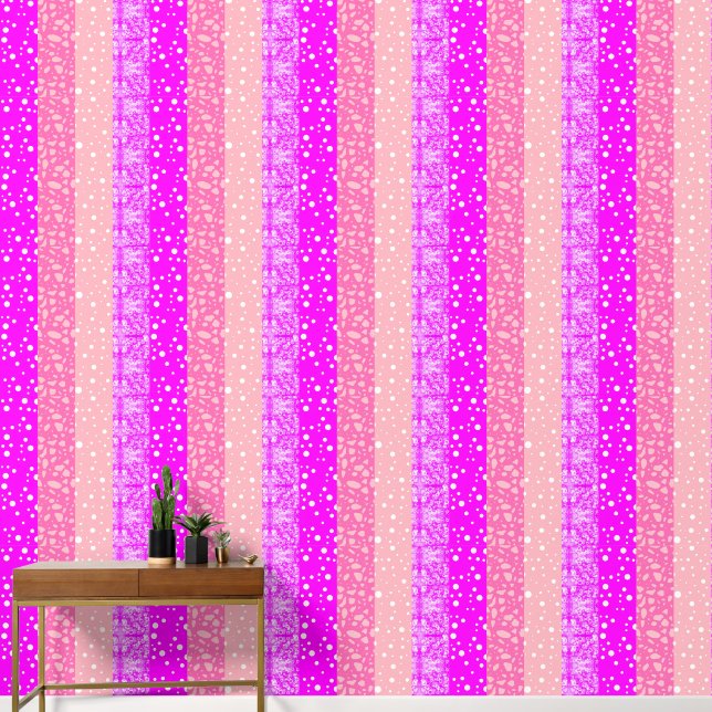 Modern Girls' Room (Pink Colours) Floral Wallpaper (Hallway)