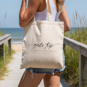 Modern Girls Trip Simple Script Typography Tote Bag