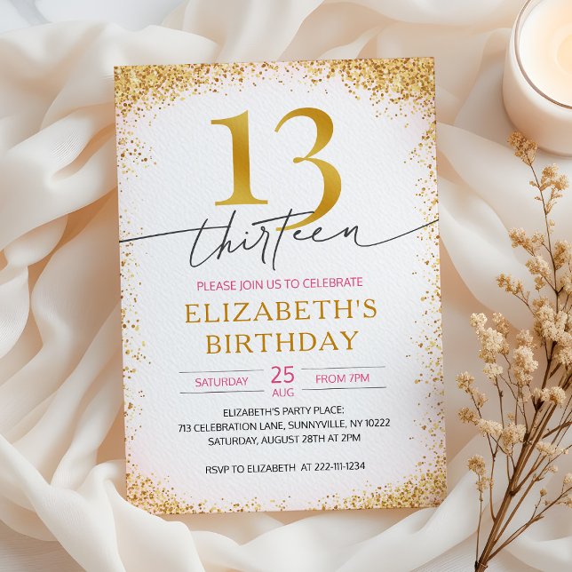 Modern Girly 13th Birthday  Invitation (Creator Uploaded)