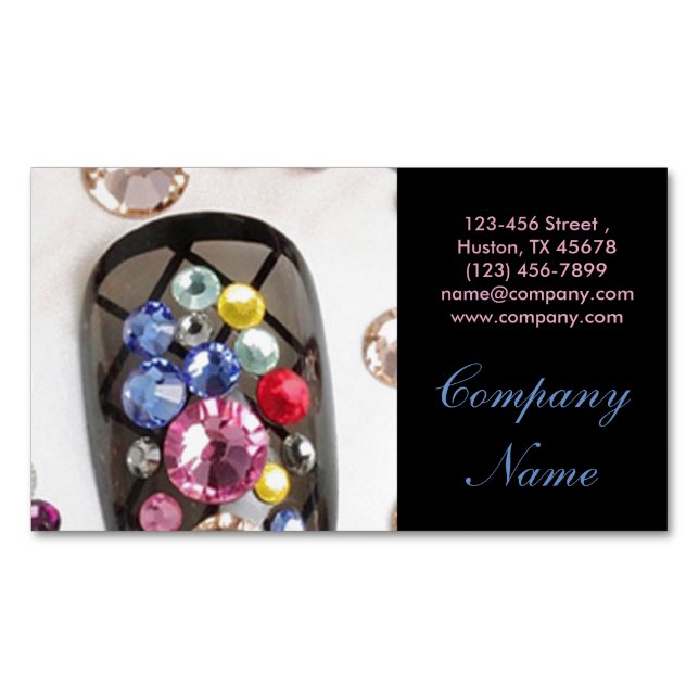 modern girly beauty fashion jewellery nail salon 	Magnetic business card (Front)
