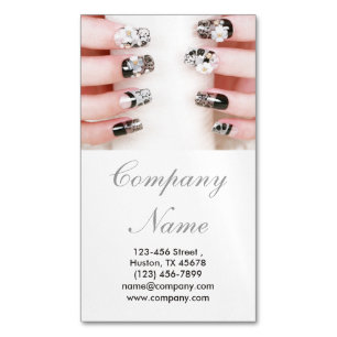 modern girly beauty nail artist nail salon Magnetic business card