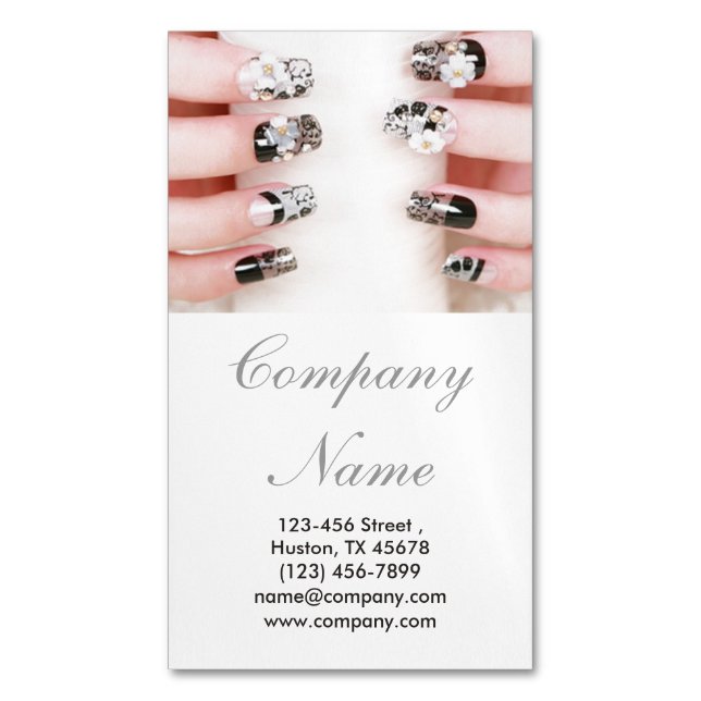 modern girly beauty nail artist nail salon 	Magnetic business card (Front Vertical)