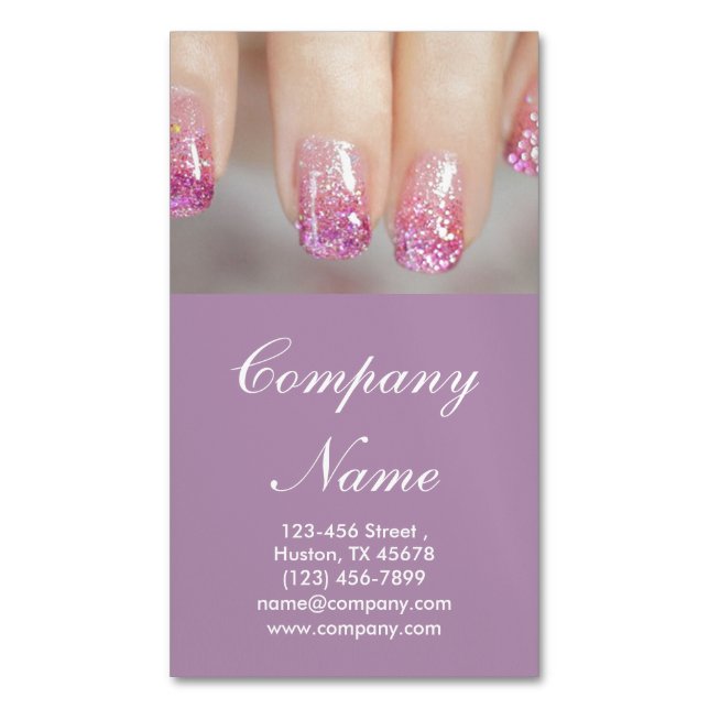 modern girly beauty salon fashion nail artist 	Magnetic business card (Front Vertical)