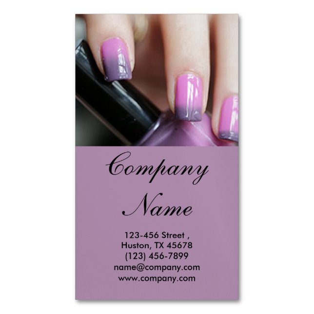 modern girly beauty salon fashion nail artist 	Magnetic business card (Front Vertical)