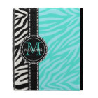 Modern Girly Black Aqua Zebra Print Personalised