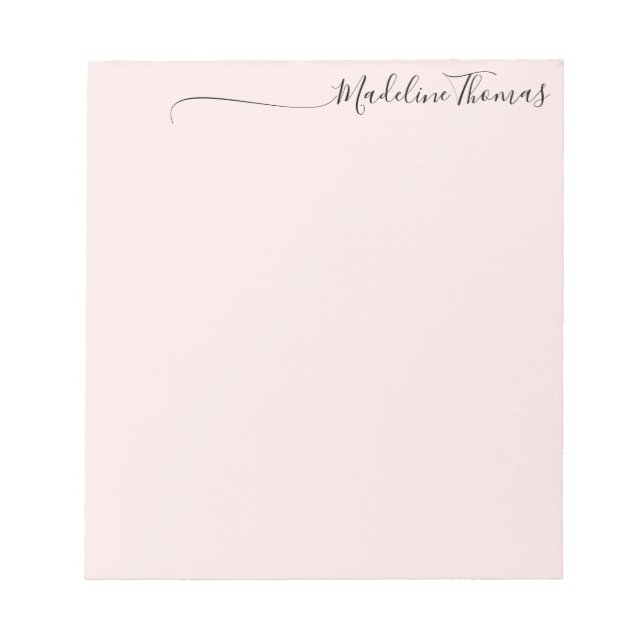 Modern Girly Black Pink Script Calligraphy Name Notepad (Front)