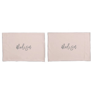 Modern Girly Blush Pink Personalized Monogram Name Pillowcase
