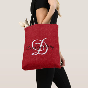 modern girly bold red for her initial tote bag